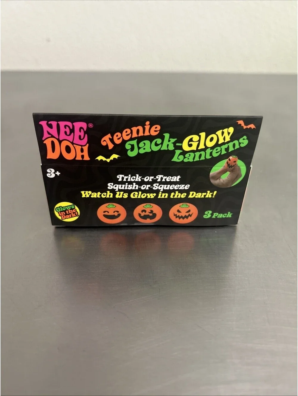 Rare/HTF NeeDoh Halloween Glow in the Dark Teenie Jack-Glow Lanterns 3 Pack NEW